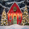 Kate Noël Hiver Maison Rouge Nuit Toile de fond conçue par GQ - Kate Backdrop FR