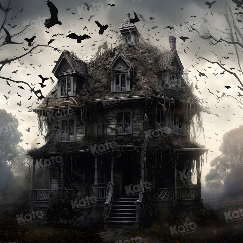Kate Halloween Noir Maison Oiseaux Toile de fond pour la photographie