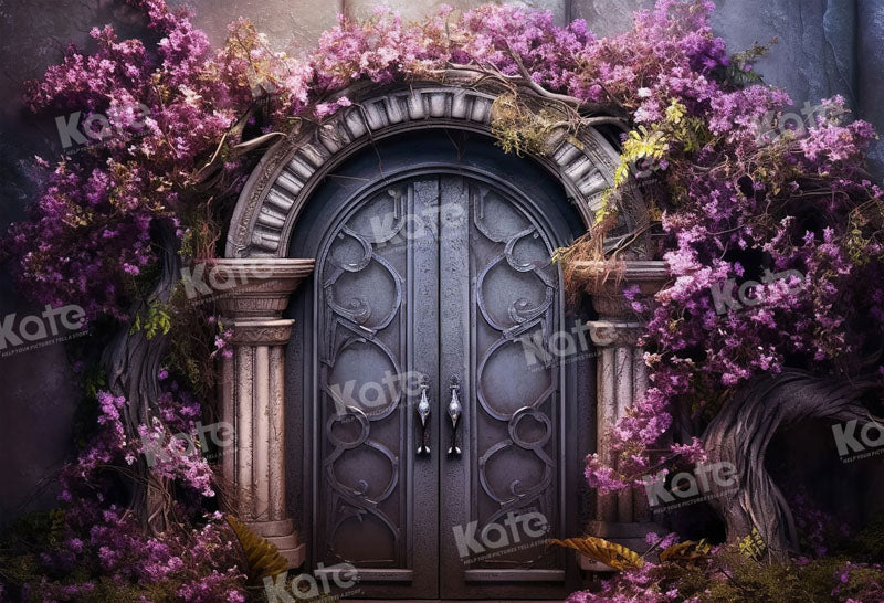 Kate Porte Vintage Violet Fleurs Toile de fond pour la photographie - Kate Backdrop FR