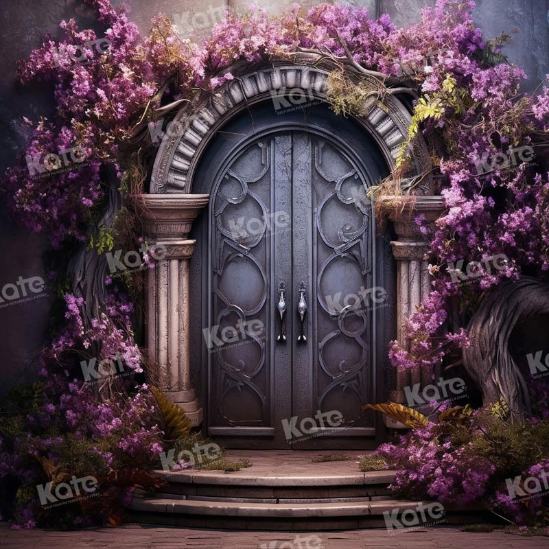 Kate Porte Vintage Violet Fleurs Toile de fond pour la photographie - Kate Backdrop FR