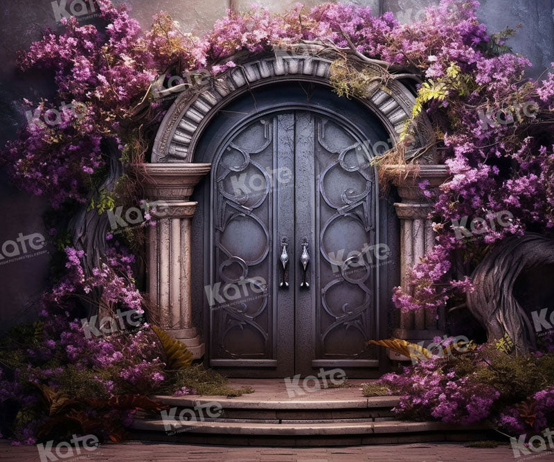 Kate Porte Vintage Violet Fleurs Toile de fond pour la photographie - Kate Backdrop FR