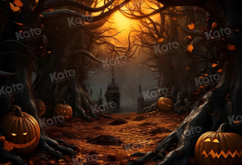 Kate Halloween Citrouille Forêt Toile de fond pour la photographie - Kate Backdrop FR