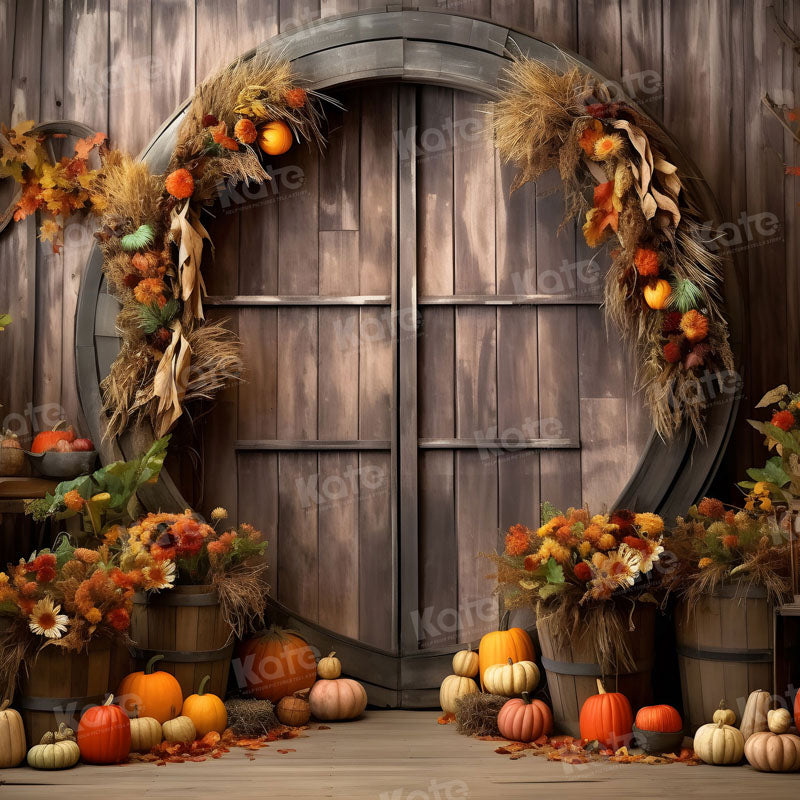 Kate Automne Citrouille Porte Grange Toile de fond pour la photographie - Kate Backdrop FR