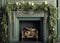 Kate Vintage Noël Cheminée Vert Toile de fond conçue par Mandy Ringe - Kate Backdrop FR
