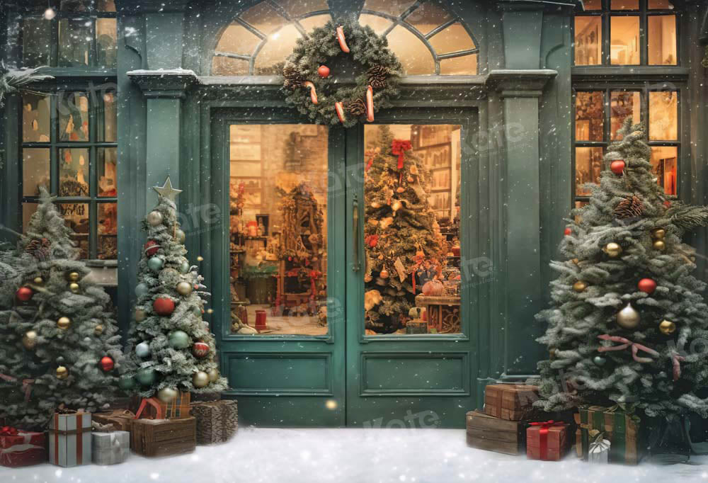 Kate Sapin de Noël Neige Boutique Vert Toile de fond conçue par Emetselch - Kate Backdrop FR