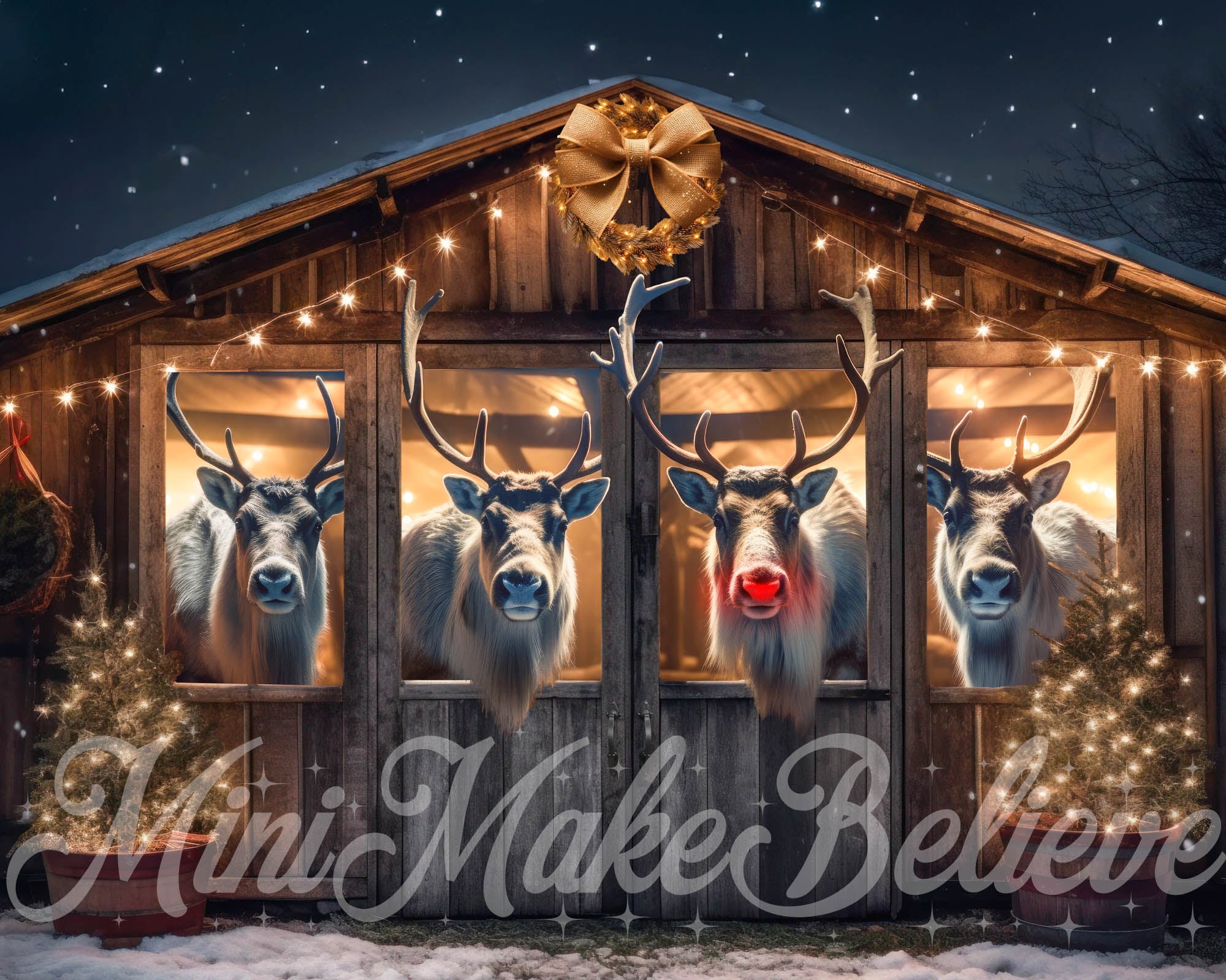 Kate Étal de rennes Nuit Noël Toile de fond conçue par Mini MakeBelieve