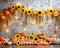 Kate Citrouille Tournesol Mur de briques Toile de fond conçue par Mini MakeBelieve - Kate Backdrop FR
