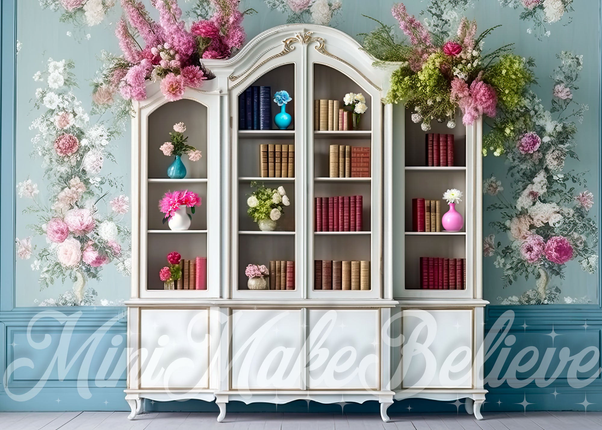 Kate Vase Bibliothèque Printemps Été Toile de fond conçue par Mini MakeBelieve - Kate Backdrop FR