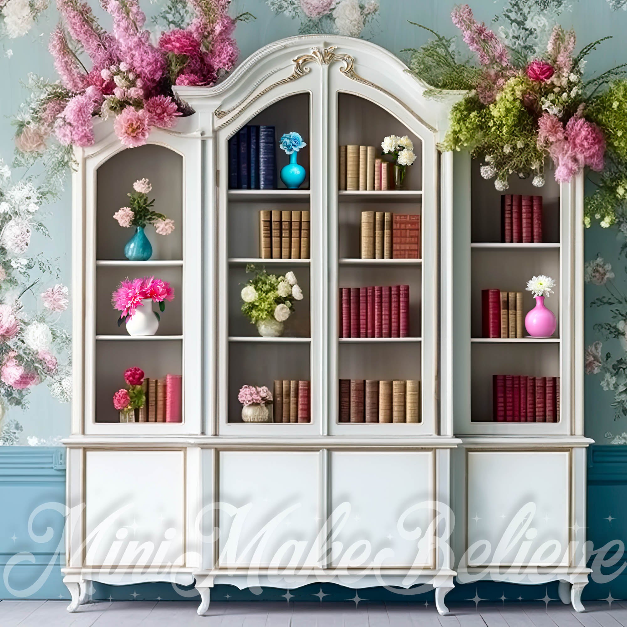 Kate Vase Bibliothèque Printemps Été Toile de fond conçue par Mini MakeBelieve - Kate Backdrop FR
