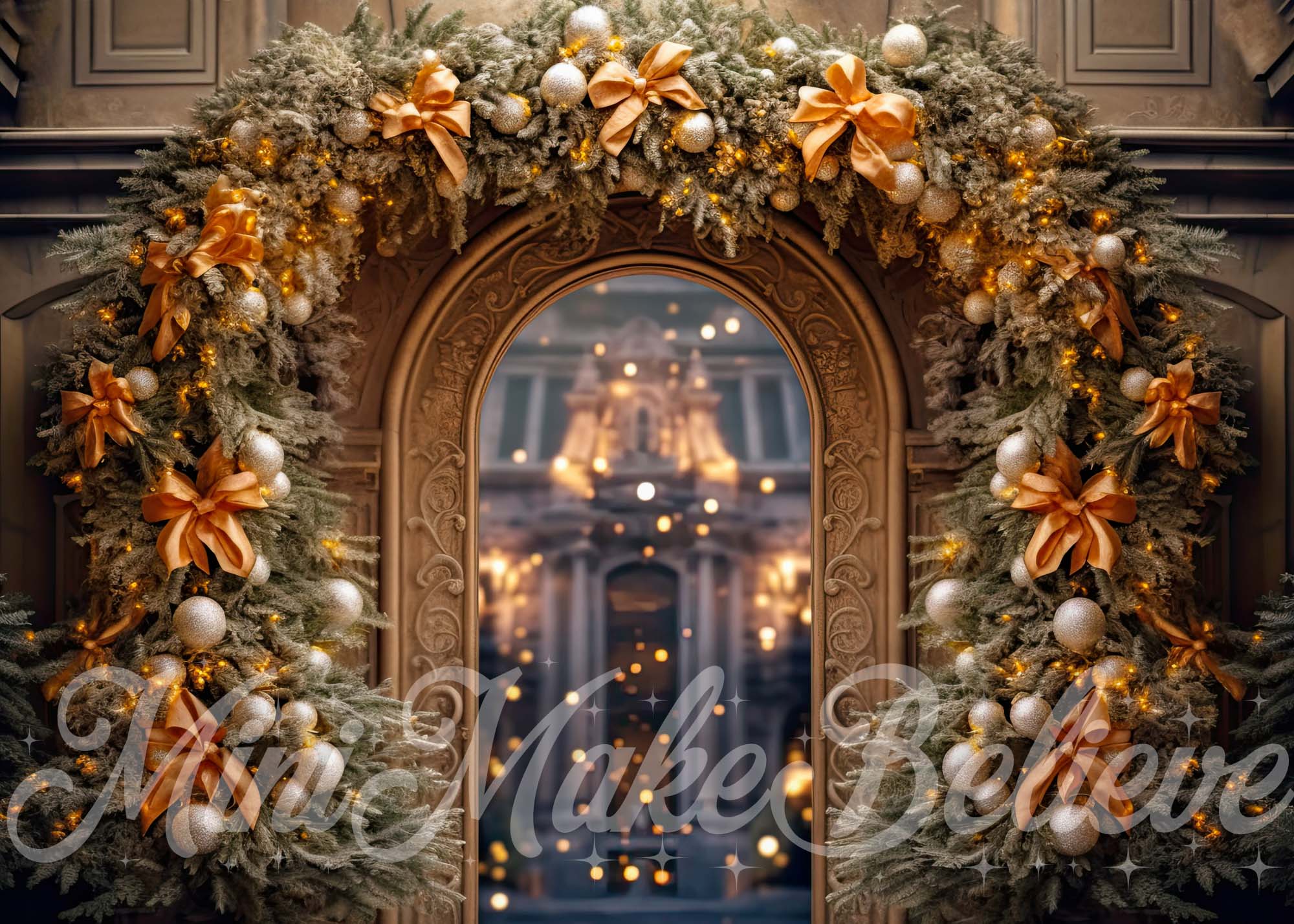 Kate Arche florale Lumières Noël Hiver Toile de fond conçue par Mini MakeBelieve