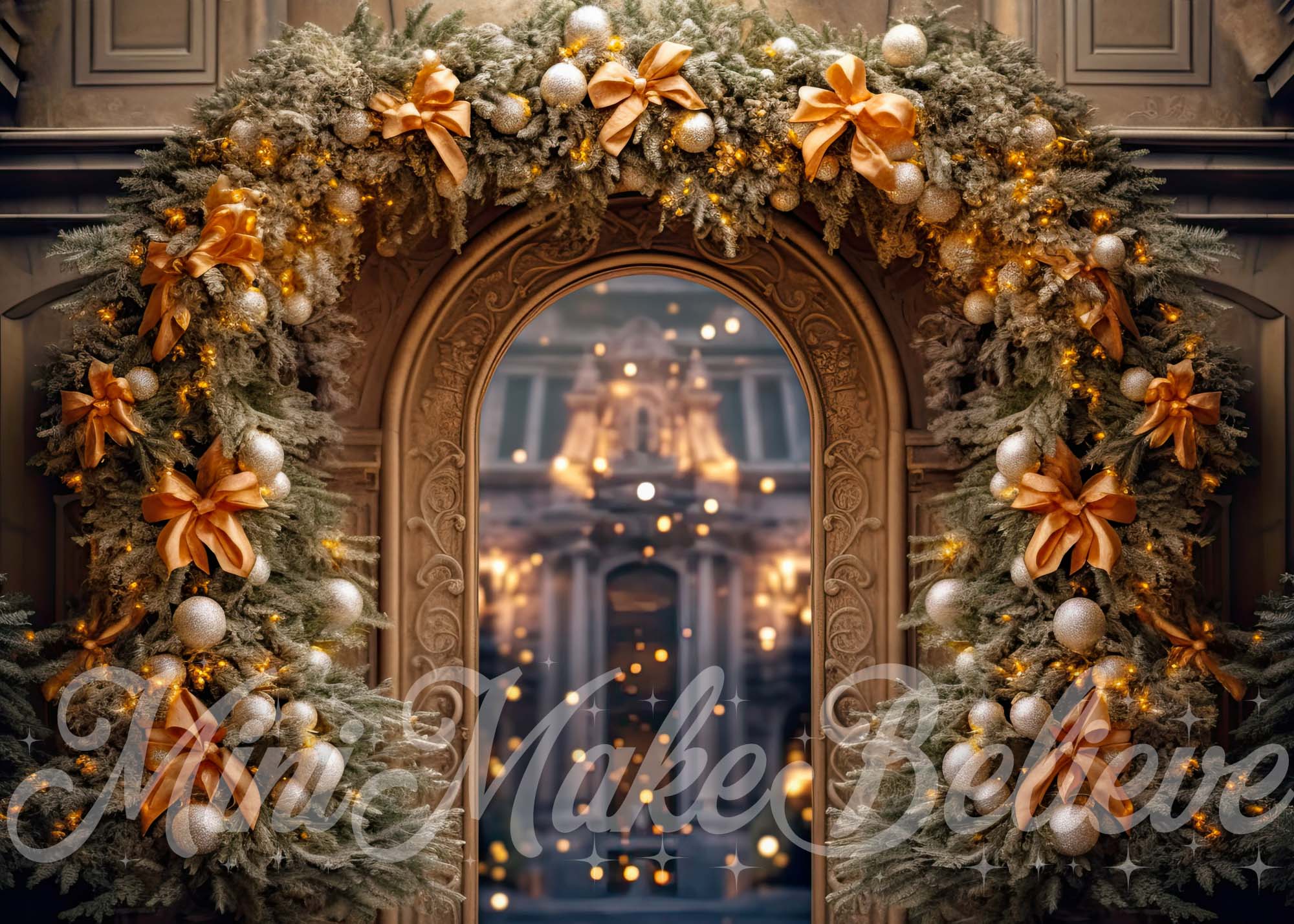 Kate Arche florale Lumières Noël Hiver Toile de fond conçue par Mini MakeBelieve - Kate Backdrop FR