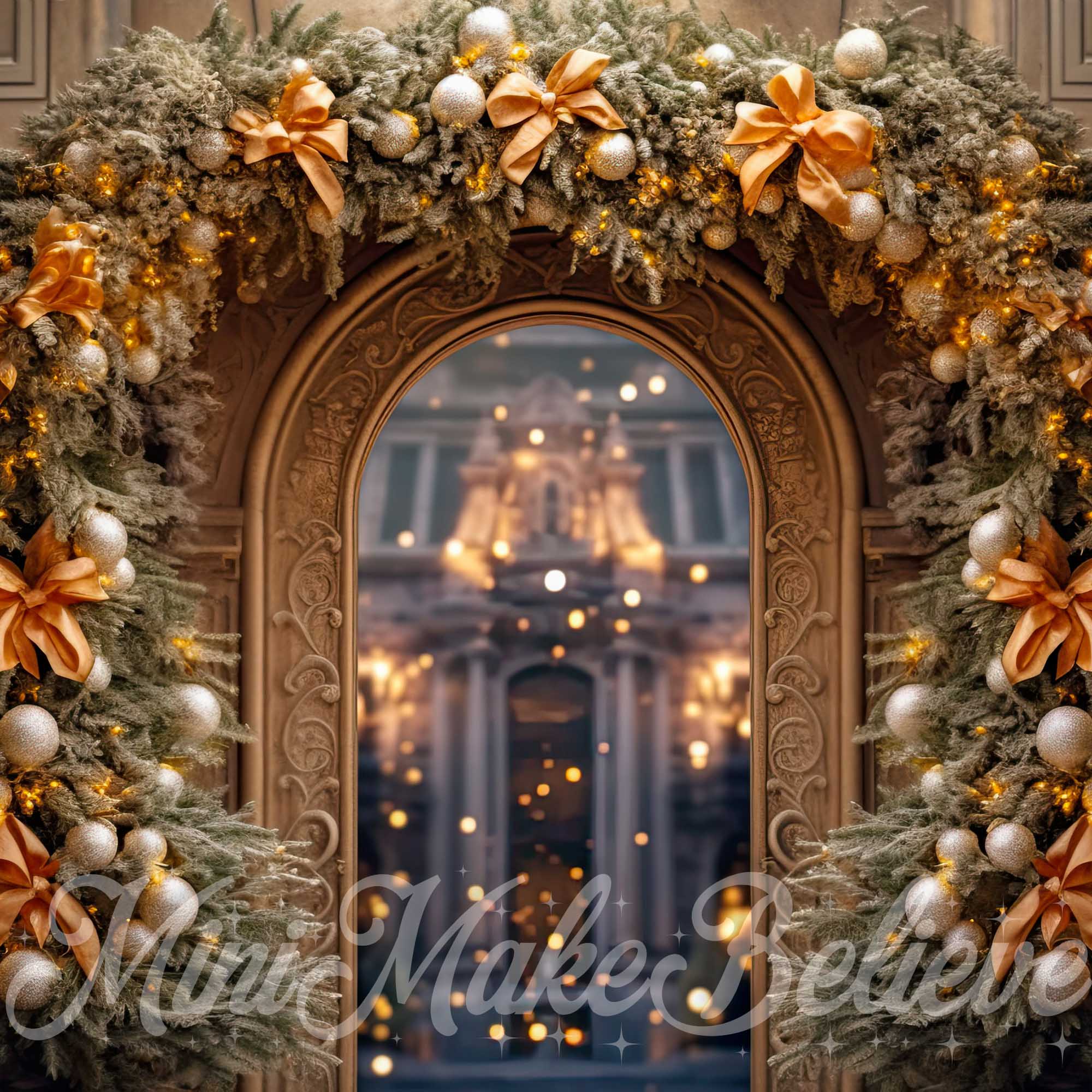 Kate Arche florale Lumières Noël Hiver Toile de fond conçue par Mini MakeBelieve - Kate Backdrop FR