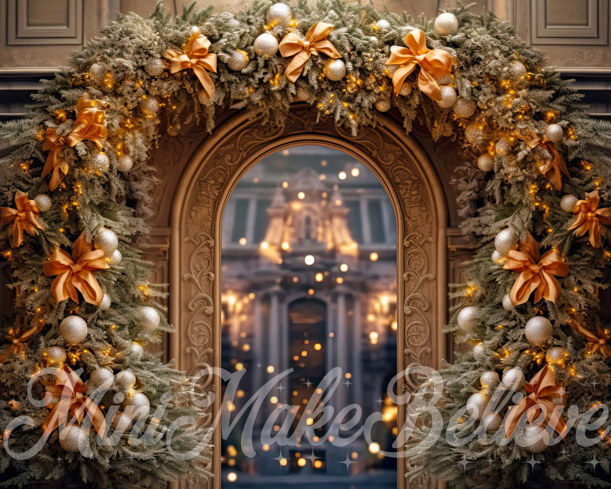 Kate Arche florale Lumières Noël Hiver Toile de fond conçue par Mini MakeBelieve