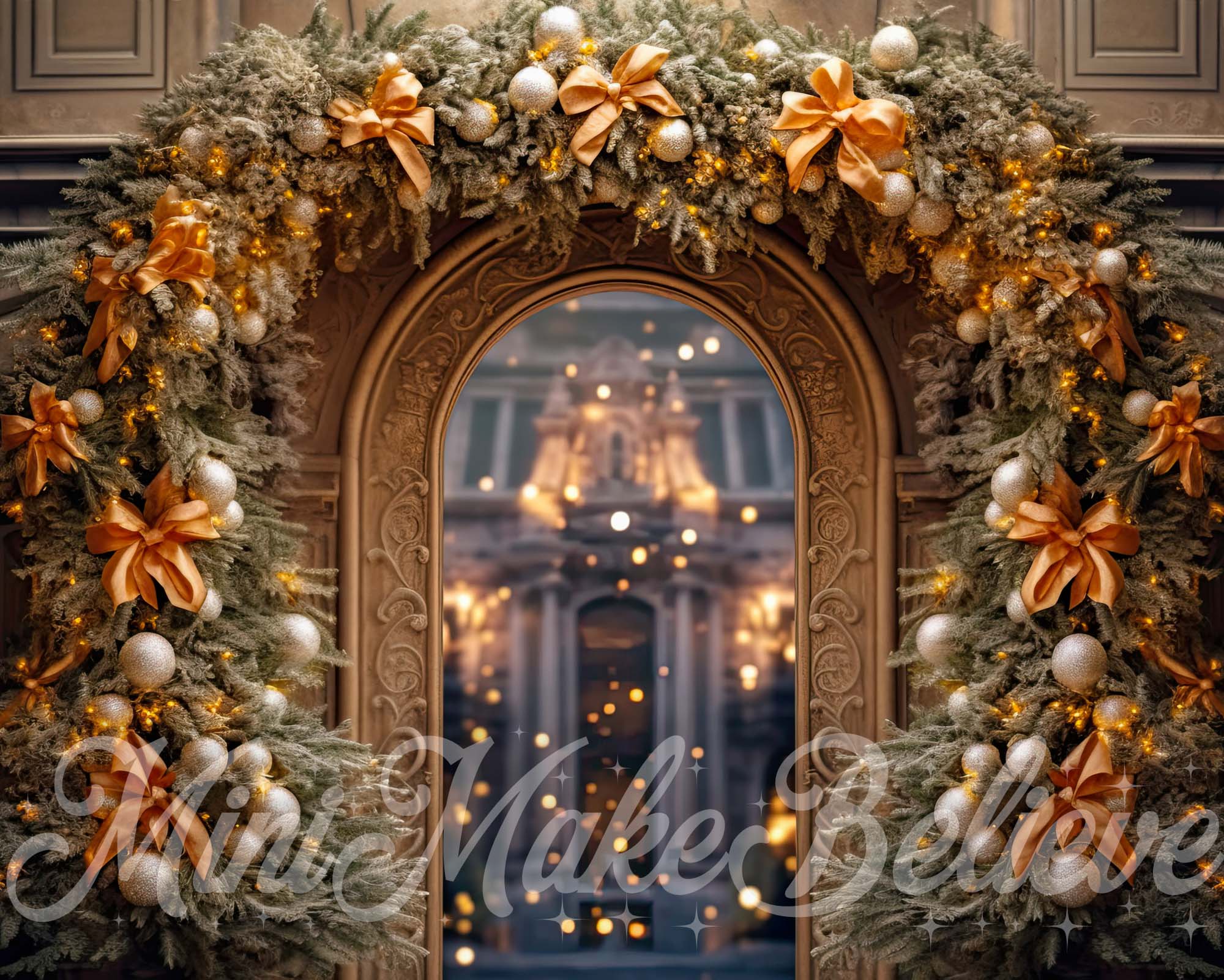 Kate Arche florale Lumières Noël Hiver Toile de fond conçue par Mini MakeBelieve - Kate Backdrop FR