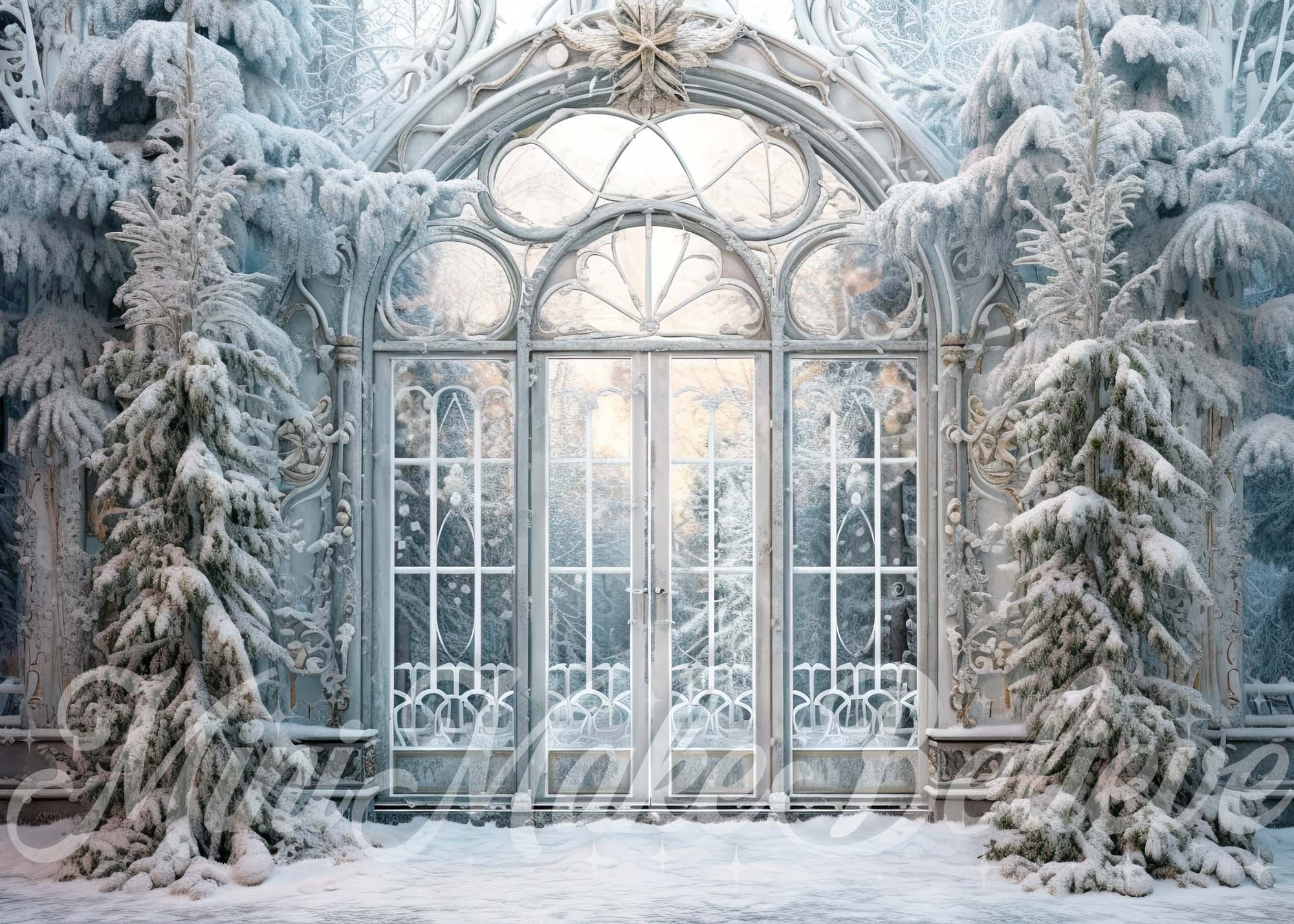 Kate Givré Portail Noël Hiver Toile de fond conçue par Mini MakeBelieve - Kate Backdrop FR