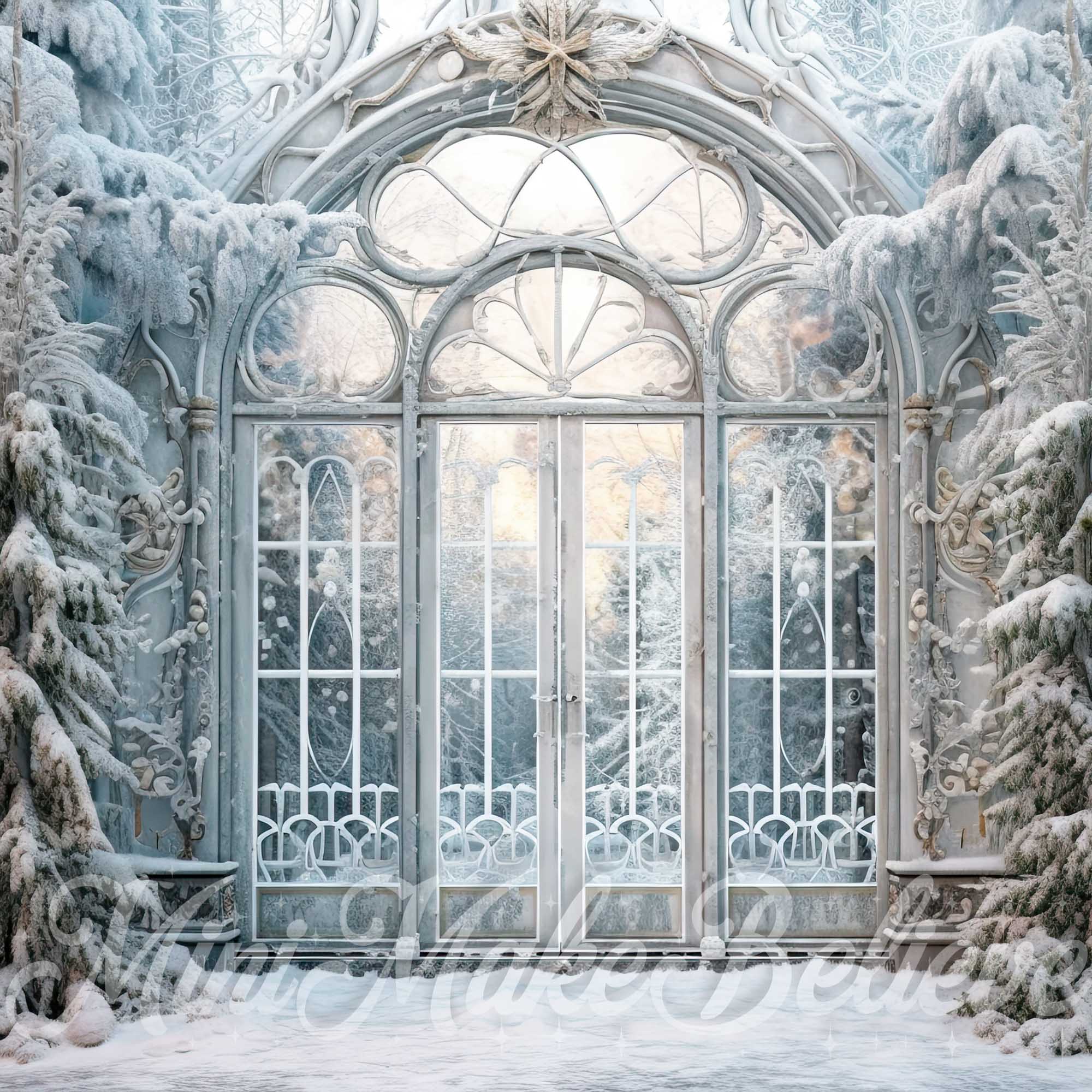 Kate Givré Portail Noël Hiver Toile de fond conçue par Mini MakeBelieve - Kate Backdrop FR