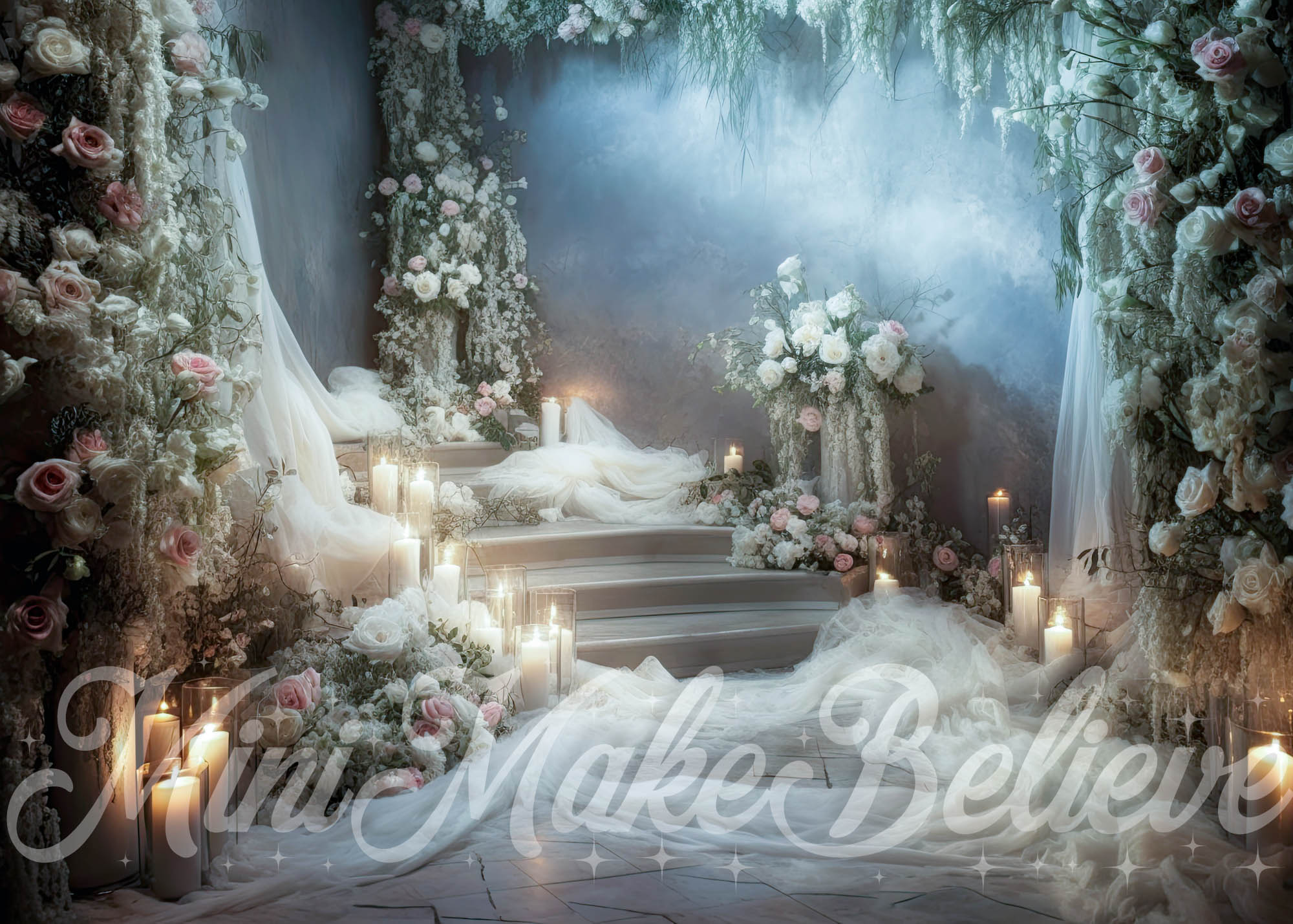 Kate Beaux-Arts Doux Escaliers Hiver Toile de fond conçue par Mini MakeBelieve - Kate Backdrop FR