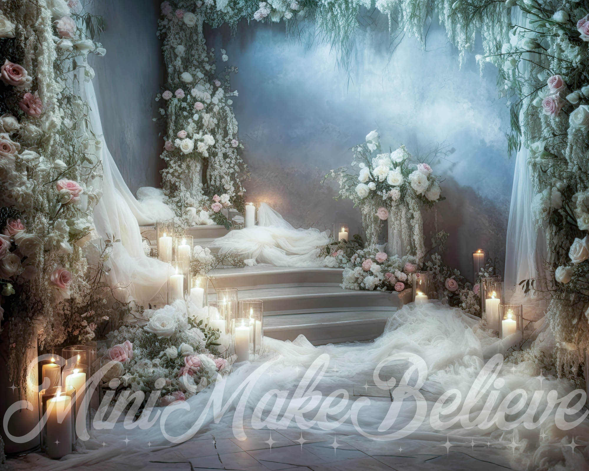 Kate Beaux-Arts Doux Escaliers Hiver Toile de fond conçue par Mini MakeBelieve - Kate Backdrop FR