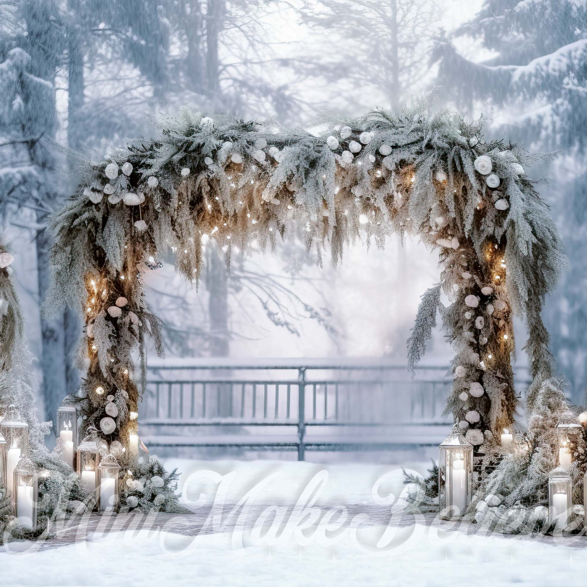Kate Blanc Floral Porte Parc Toile de fond conçue par Mini MakeBelieve - Kate Backdrop FR