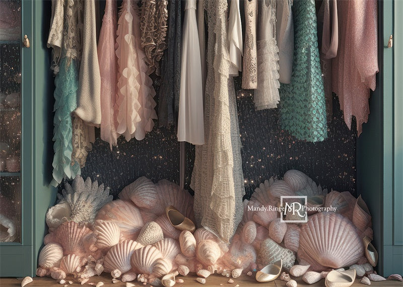 Kate Sirène Robe Placard Coquilles Toile de fond conçue par Mandy Ringe - Kate Backdrop FR
