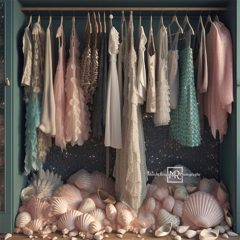 Kate Sirène Robe Placard Coquilles Toile de fond conçue par Mandy Ringe - Kate Backdrop FR
