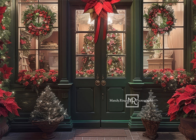 Kate Poinsettia Magasin Noël Toile de fond conçue par Mandy Ringe - Kate Backdrop FR