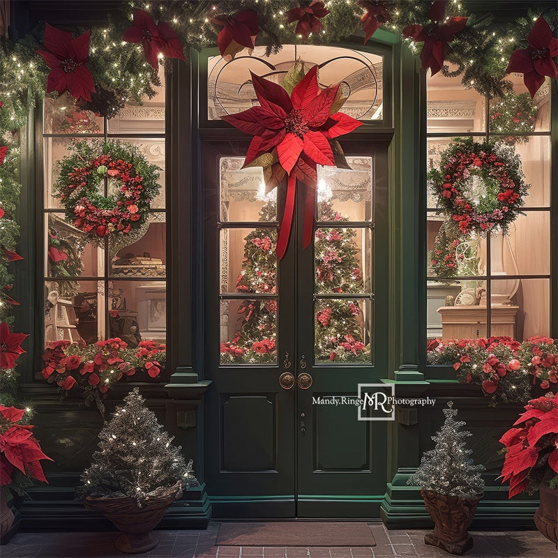 Kate Poinsettia Magasin Noël Toile de fond conçue par Mandy Ringe - Kate Backdrop FR