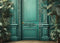Kate Turquoise Porte Tropical Plantes Toile de fond conçue par Mandy Ringe - Kate Backdrop FR