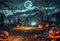 Kate Halloween Cimetière Citrouille Lune Nuage Toile de fond pour la photographie - Kate Backdrop FR