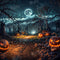 Kate Halloween Cimetière Citrouille Lune Nuage Toile de fond pour la photographie - Kate Backdrop FR
