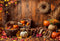 Kate Automne Brun Bois Citrouille Toile de fond pour la photographie - Kate Backdrop FR
