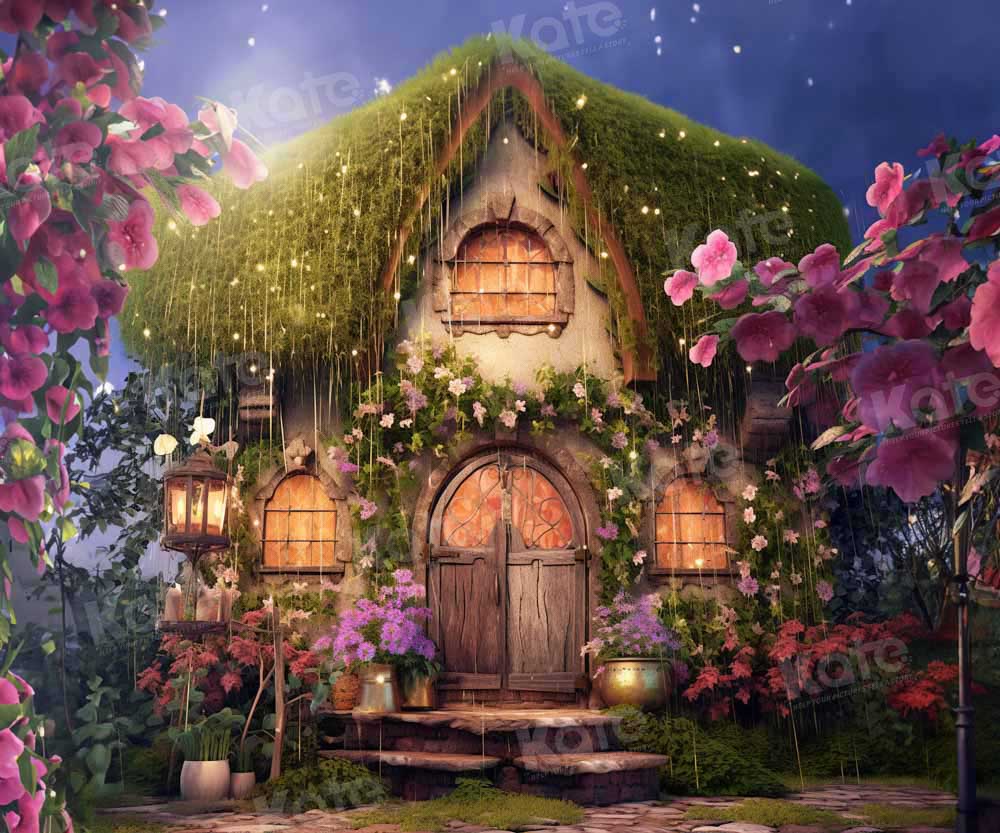 Kate Conte de fée Maison Nuit Fleurs Toile de fond conçue par GQ - Kate Backdrop FR
