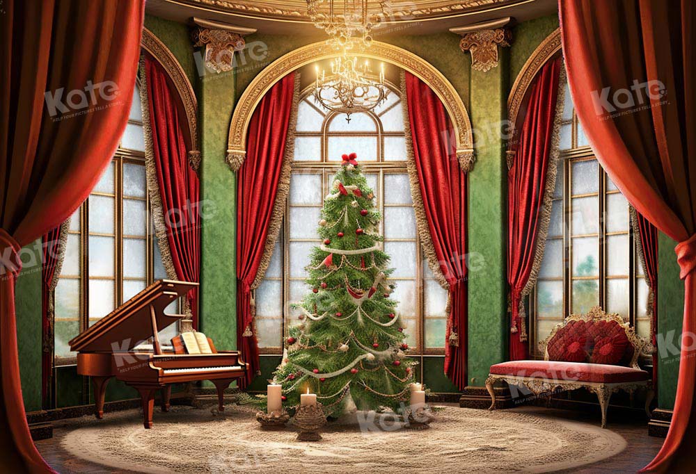 Kate Piano Noël Fenêtre Chambre Toile de fond conçu par Emetselch - Kate Backdrop FR
