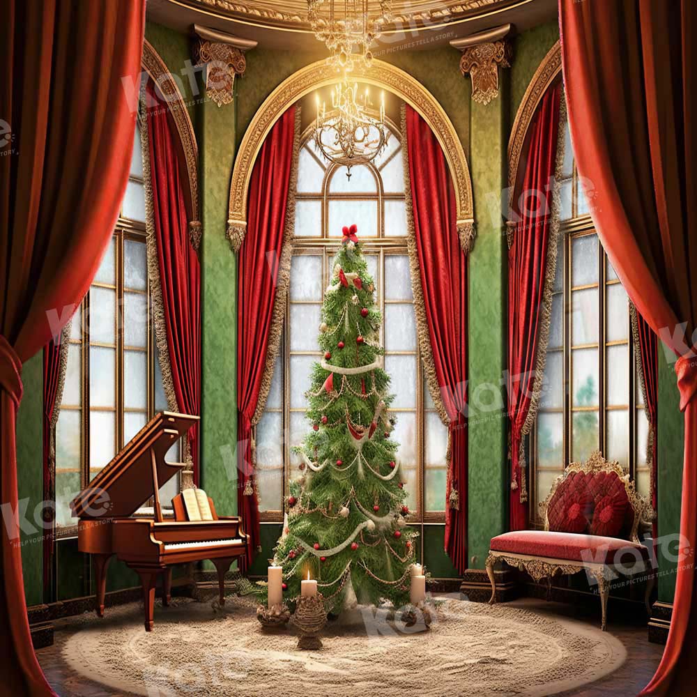Kate Piano Noël Fenêtre Chambre Toile de fond conçu par Emetselch - Kate Backdrop FR