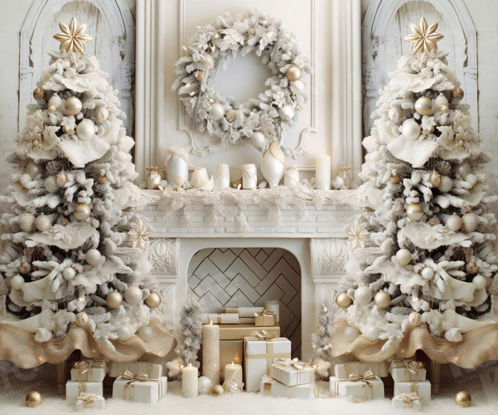 Kate Cheminée Blanc Sapin de Noël Toile de fond pour la photographie - Kate Backdrop FR