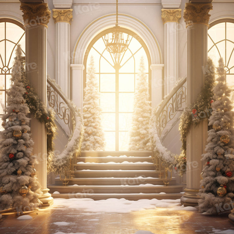 Kate Escaliers Chaud Noël Intérieur Toile de fond pour la photographie
