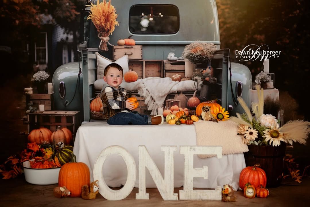 Kate Automne Citrouille Voiture Toile de fond pour la photographie - Kate Backdrop FR
