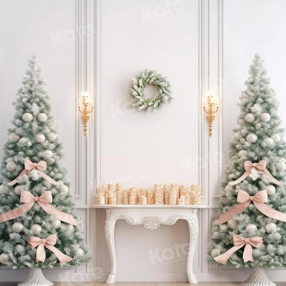 Kate Mur blanc Sapin de Noël Cheminée Toile de fond conçu par Emetselch