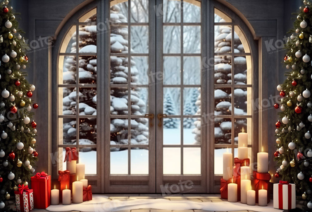 Kate Fenêtre Noël Arbres Neige Toile de fond conçu par Emetselch