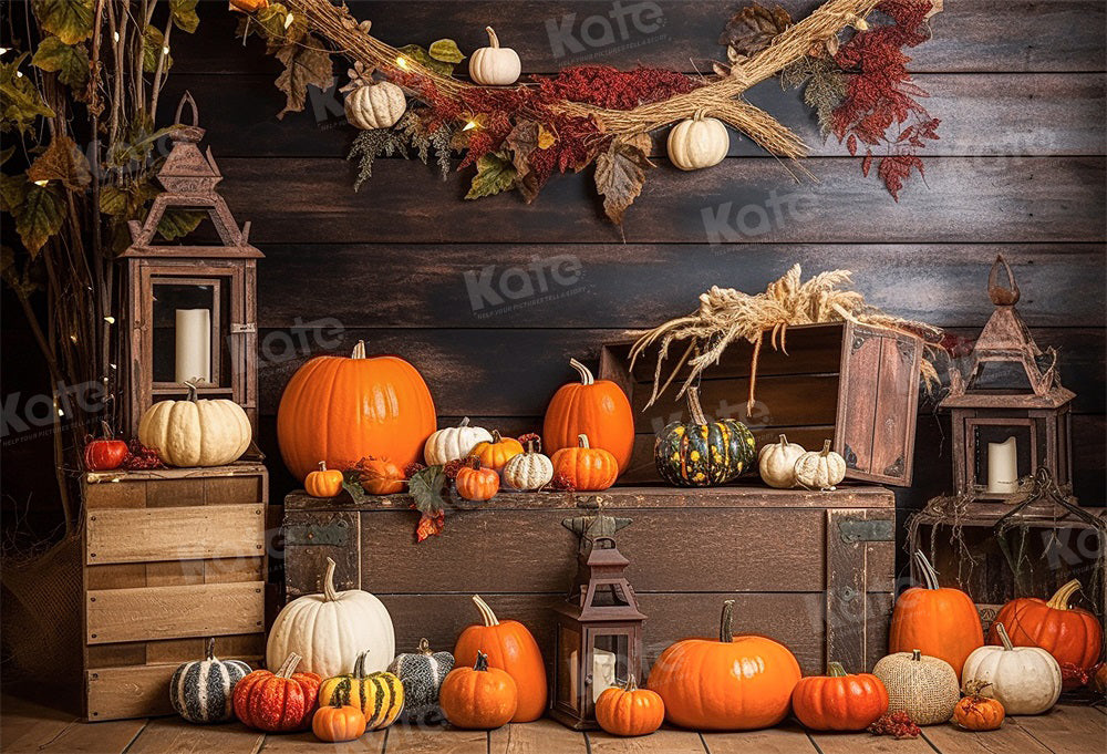Kate Automne Citrouilles Lampe Rétro Toile de fond pour la photographie - Kate Backdrop FR