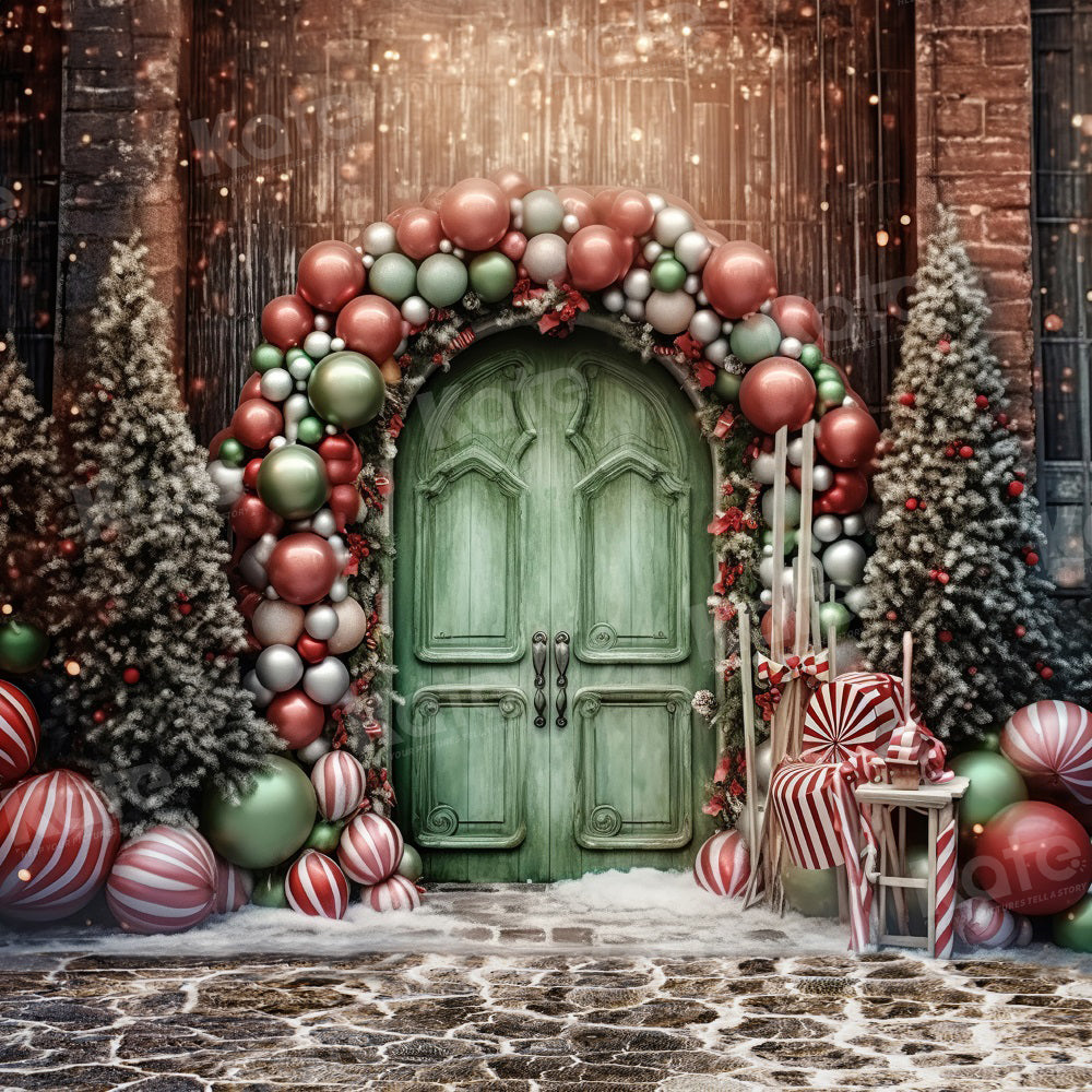 Kate Porte Vert Ballons Noël Toile de fond pour la photographie - Kate Backdrop FR