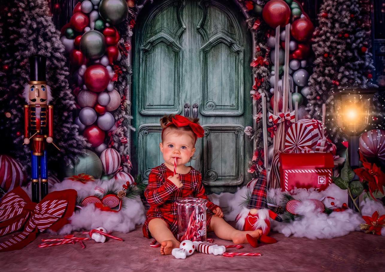 Kate Porte Vert Ballons Noël Toile de fond pour la photographie - Kate Backdrop FR