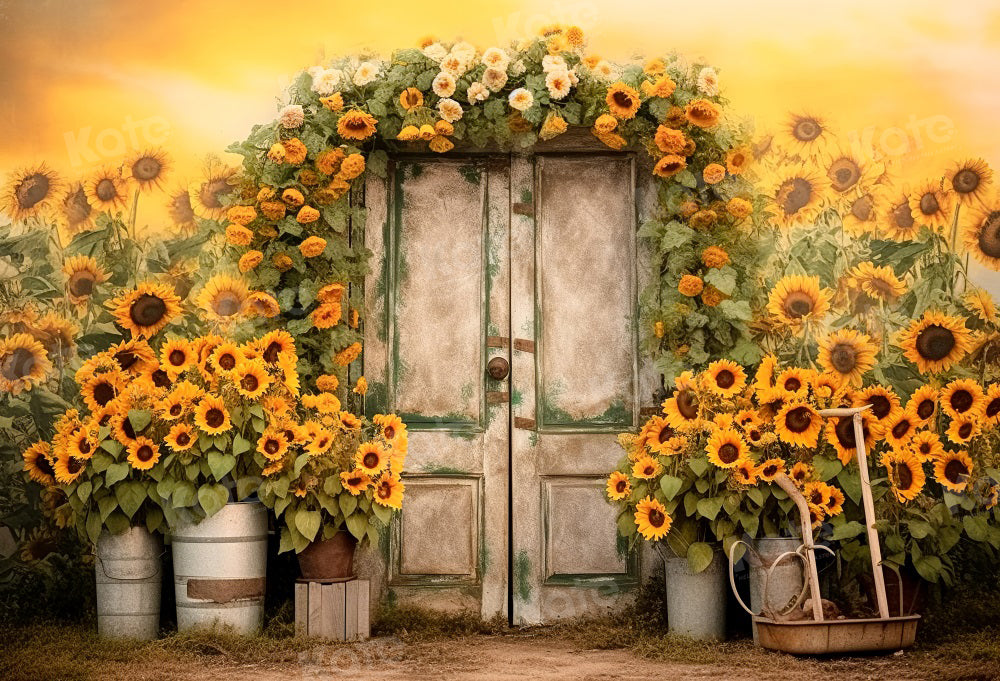 Kate Tournesol Automne Été Porte Jaune Toile de fond pour la photographie - Kate Backdrop FR