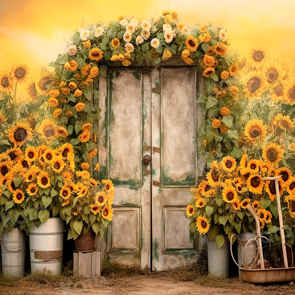 Kate Tournesol Automne Été Porte Jaune Toile de fond pour la photographie - Kate Backdrop FR