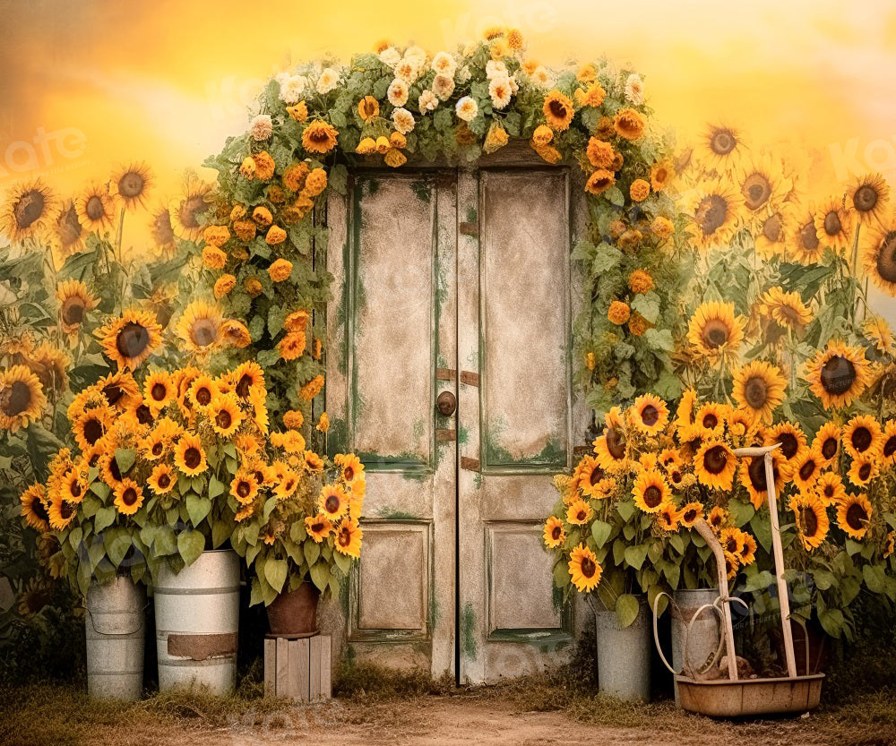 Kate Tournesol Automne Été Porte Jaune Toile de fond pour la photographie - Kate Backdrop FR