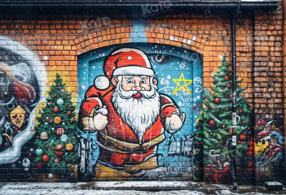 Kate père Noël Graffiti Mur de briques Toile de fond conçu par Emetselch