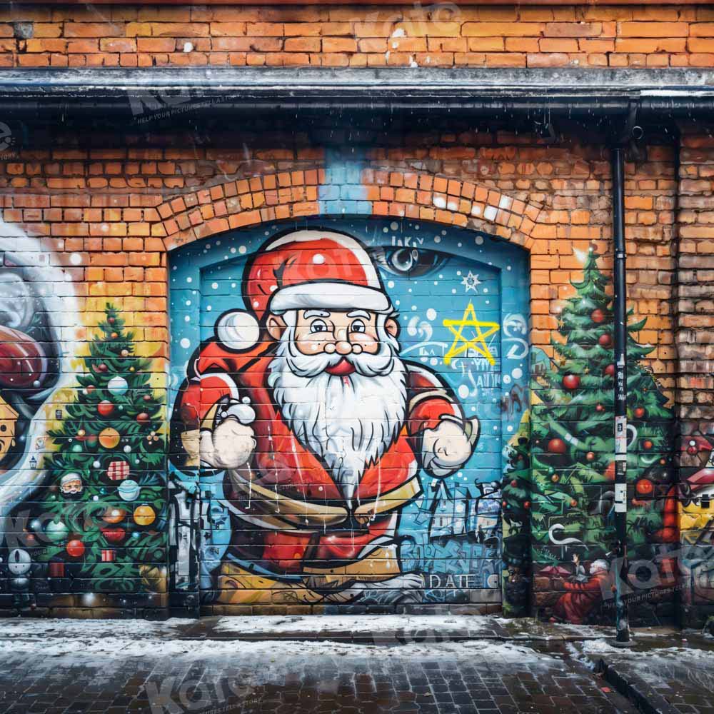 Kate père Noël Graffiti Mur de briques Toile de fond conçu par Emetselch