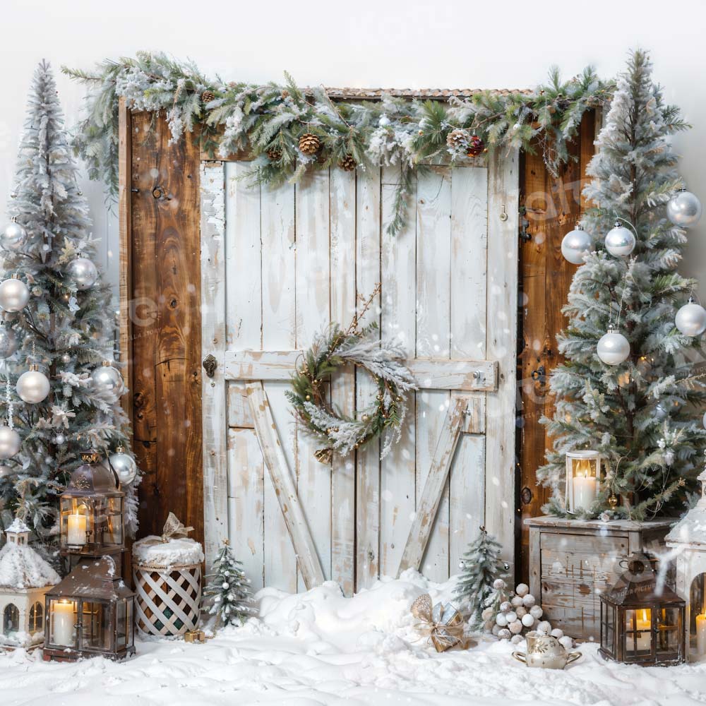 Kate Porte Noël Grange Arbres Toile de fond conçu par Emetselch - Kate Backdrop FR