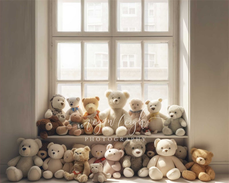 Kate Crème Ours en peluche Fenêtre Toile de fond conçue par Megan Leigh - Kate Backdrop FR