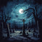 Kate Pleine lune Cimetière Toile de fond conçue par Megan Leigh - Kate Backdrop FR